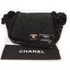 CHANEL black Shearling and golden chain bag 