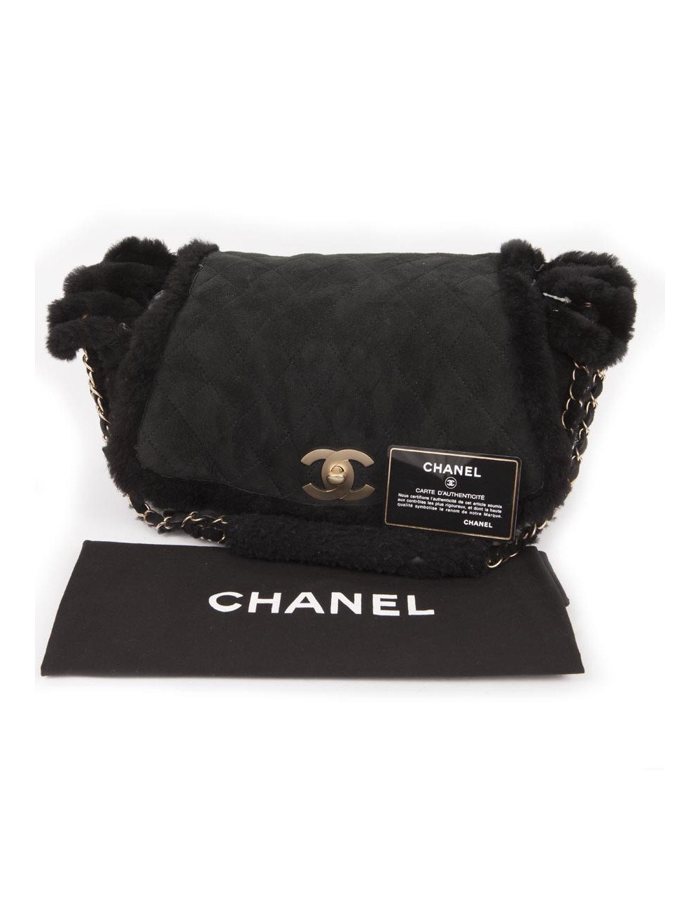 Sac CHANEL peau retournée noire