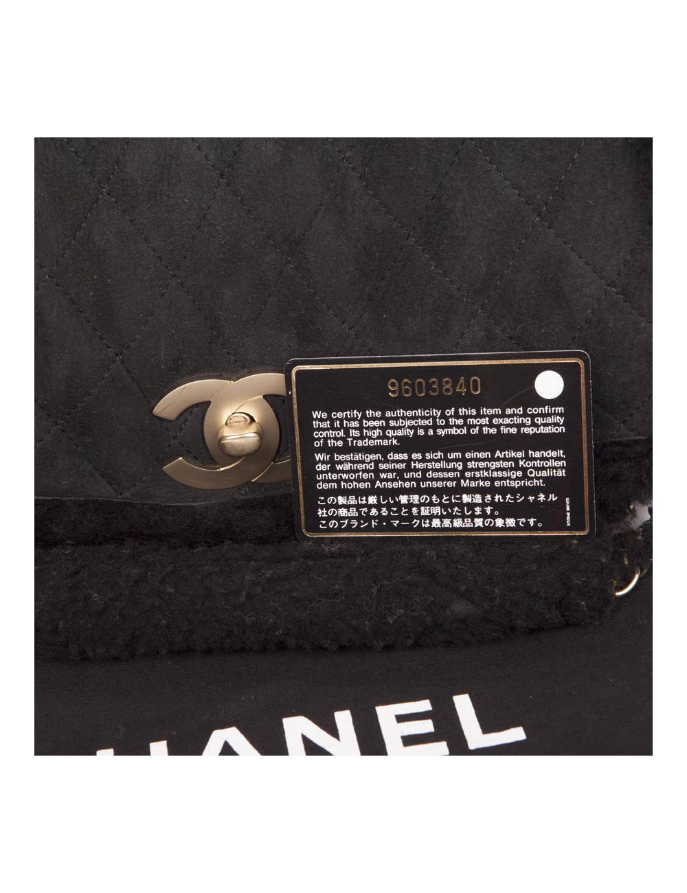CHANEL black Shearling and golden chain bag 