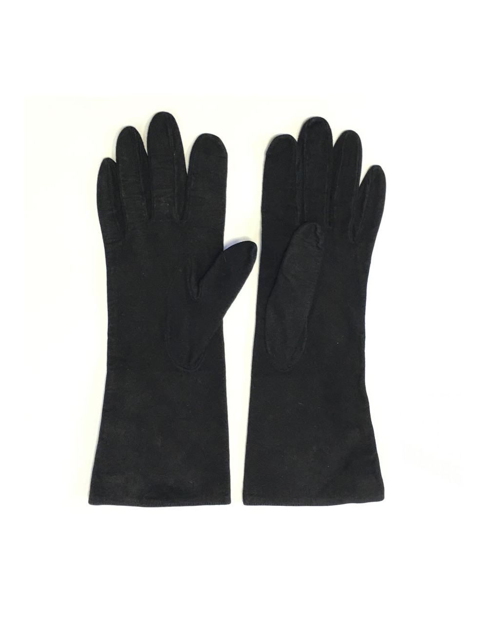 CHANEL black size 6.5 suede gloves