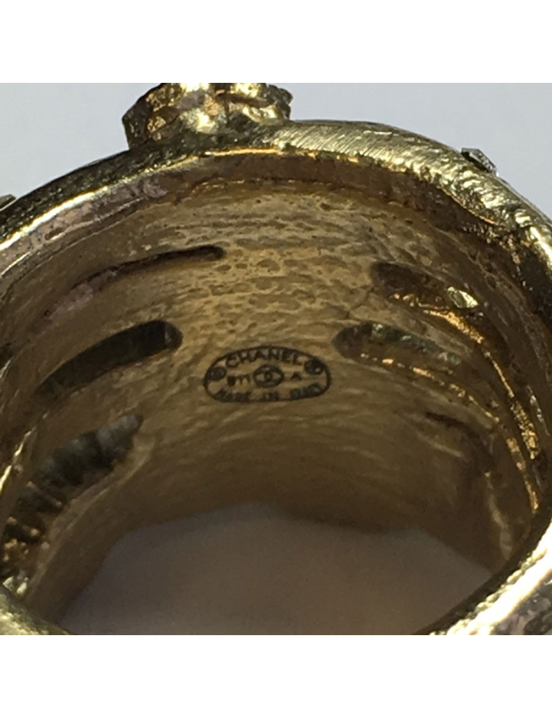 xxx Bague CHANEL dorée et strass Taille 52
