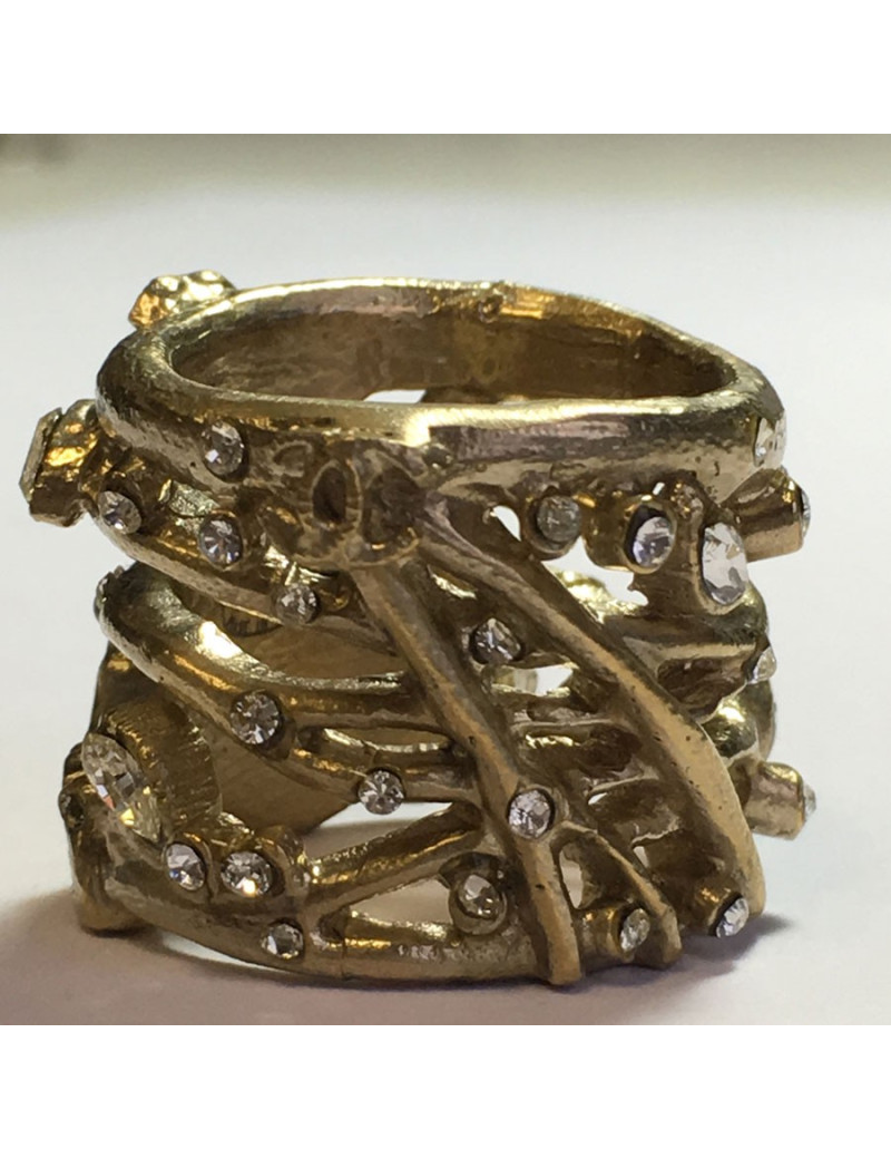xxx Bague CHANEL dorée et strass Taille 52