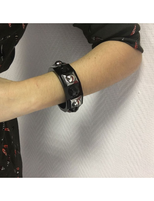 Black CHANEL bracelet and silver metal