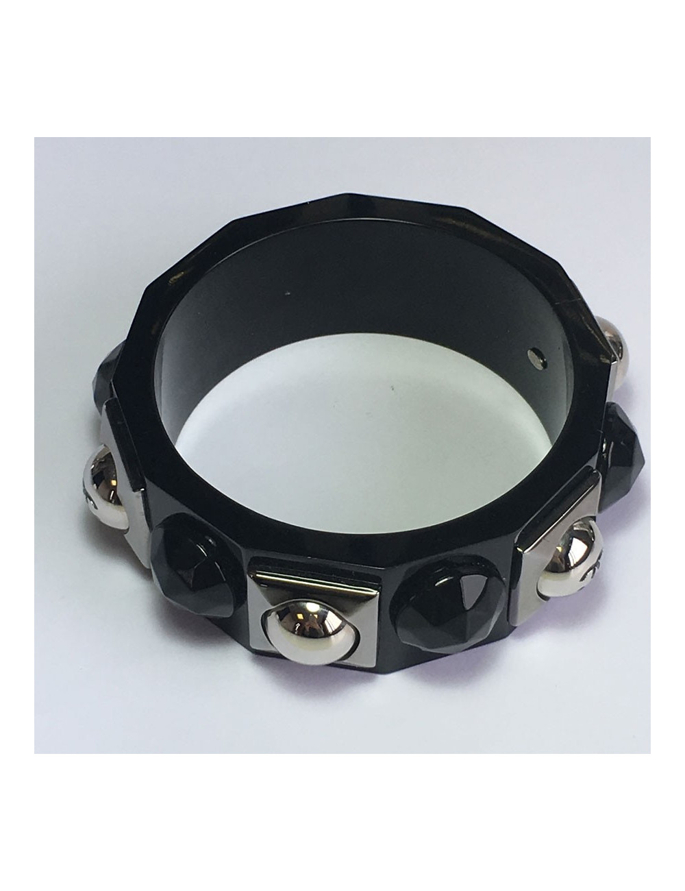 xxx Bracelet CHANEL noir et métal argent