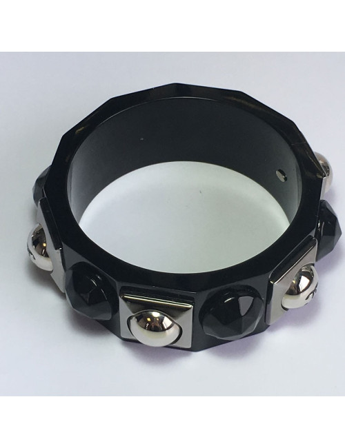 Black CHANEL bracelet and silver metal