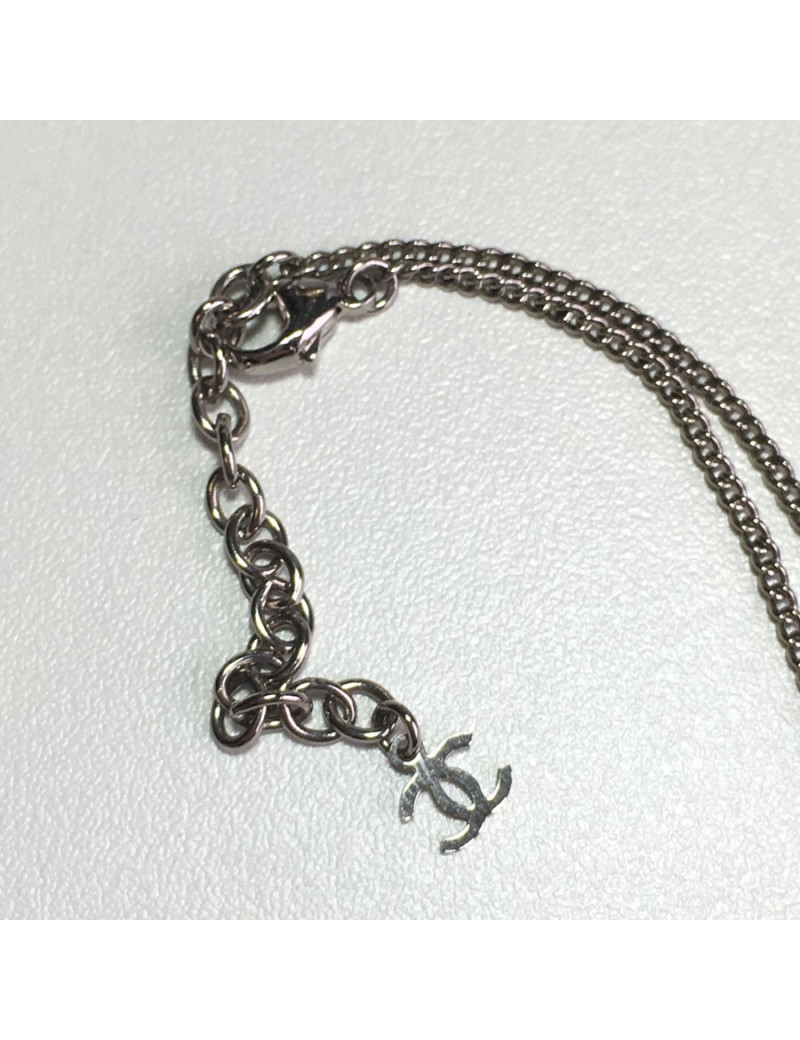 CHANEL necklace in plexi with inclusion of lace and beads