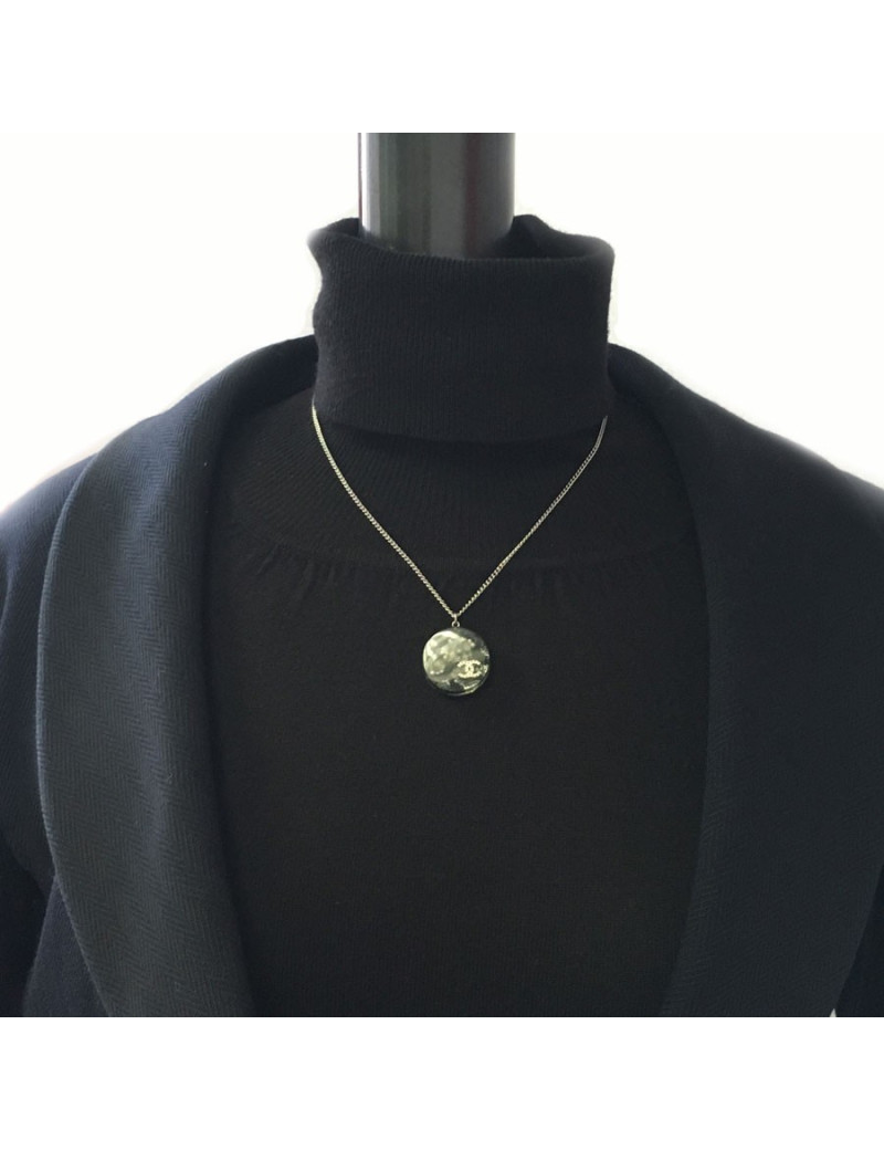 CHANEL necklace in plexi with inclusion of lace and beads