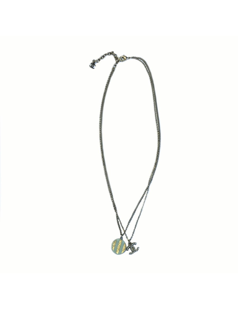 xxx Collier CHANEL double chaine dorée