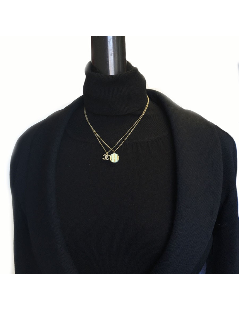 xxx Collier CHANEL double chaine dorée