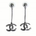 Dangling silver metal nails CHANEL earrings