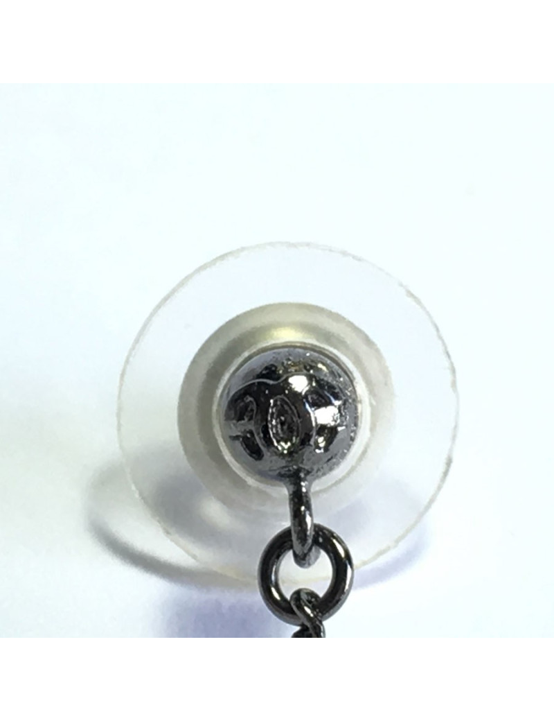 Dangling silver metal nails CHANEL earrings