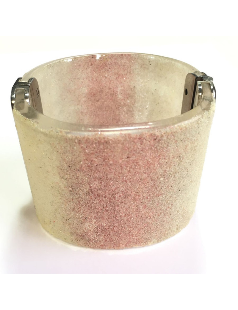 xxx Manchette CHANEL en plexi transparent pailleté blanc et rose