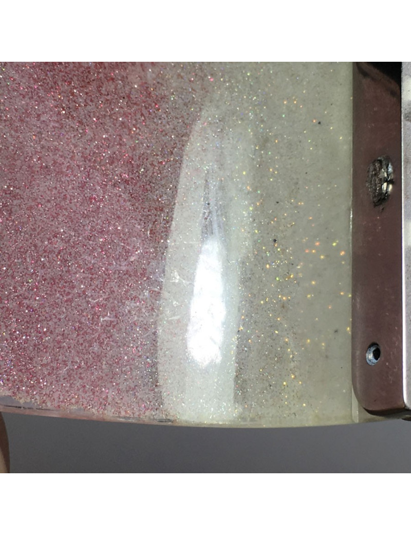 Transparent plexi glittery white and pink CHANEL cuff