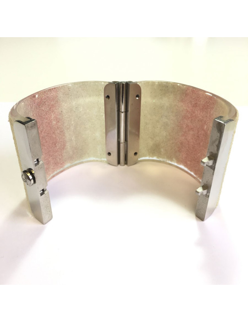 Transparent plexi glittery white and pink CHANEL cuff