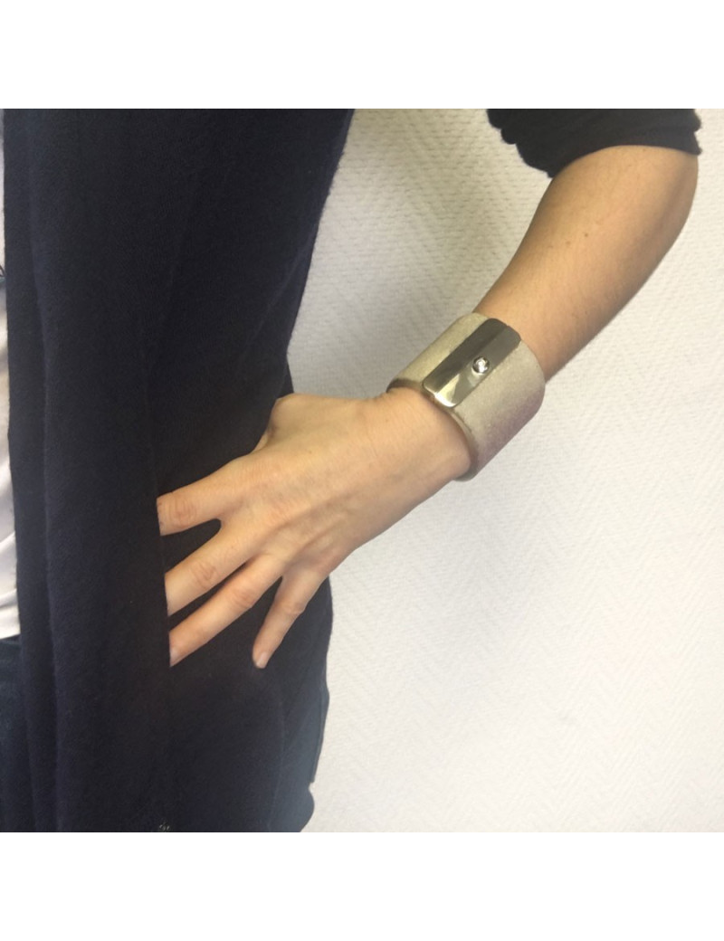 Transparent plexi glittery white and pink CHANEL cuff