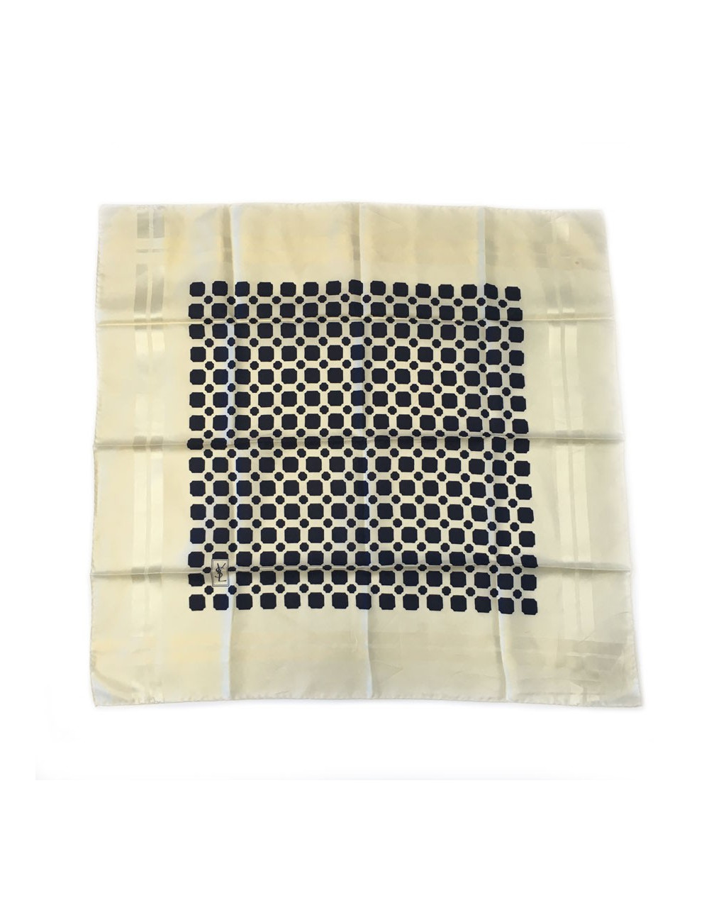 xxx Foulard YSL YVES SAINT LAURENT en soie ivoire et bleu marine