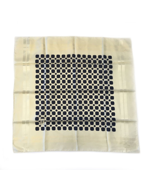 xxx Foulard YSL YVES SAINT LAURENT en soie ivoire et bleu marine