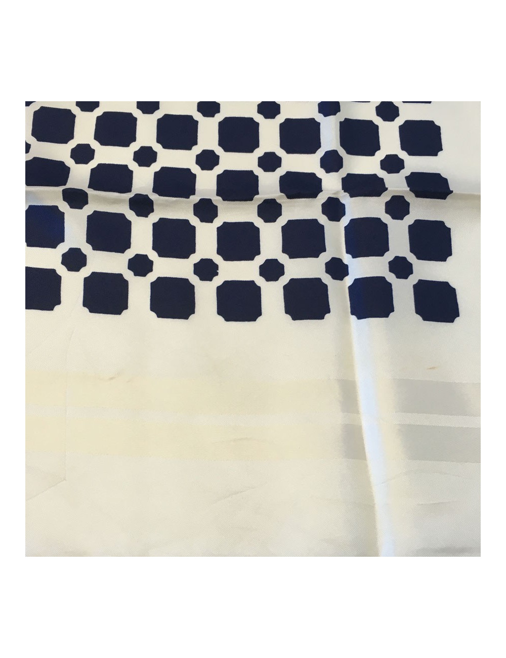 Foulard YSL YVES SAINT LAURENT en soie ivoire et bleu marine