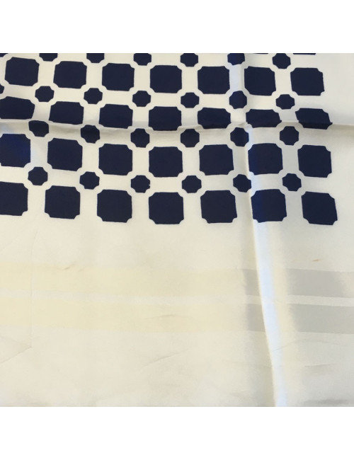 Foulard YSL YVES SAINT LAURENT en soie ivoire et bleu marine