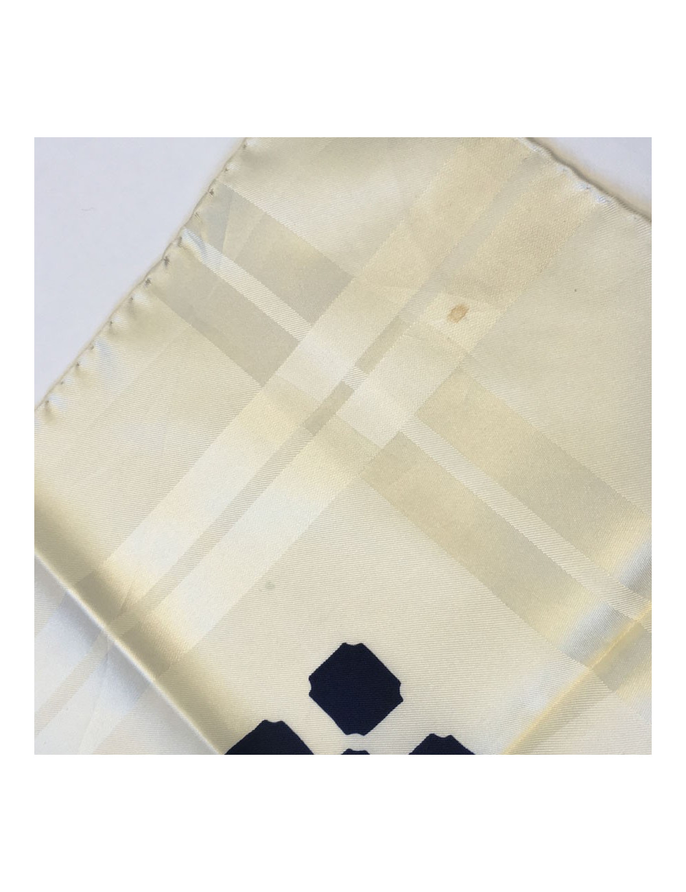 Foulard YSL YVES SAINT LAURENT en soie ivoire et bleu marine