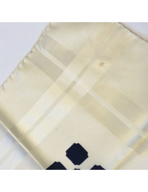 Foulard YSL YVES SAINT LAURENT en soie ivoire et bleu marine