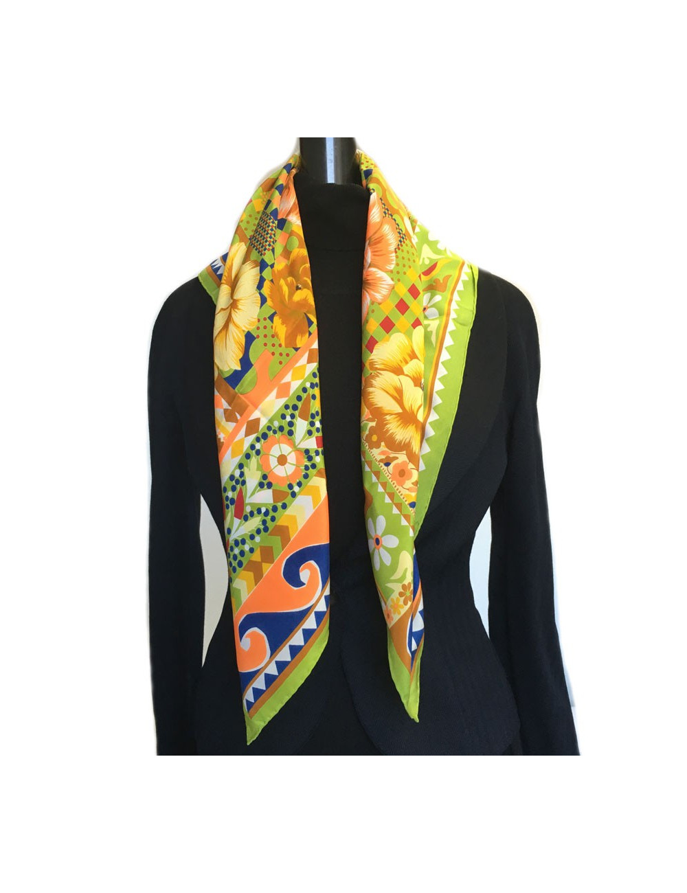 Green CHRISTIAN LACROIX vintage silk scarf