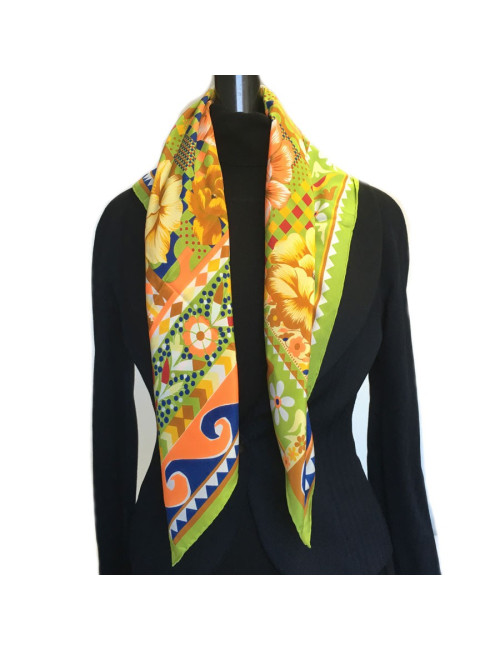 Green CHRISTIAN LACROIX vintage silk scarf