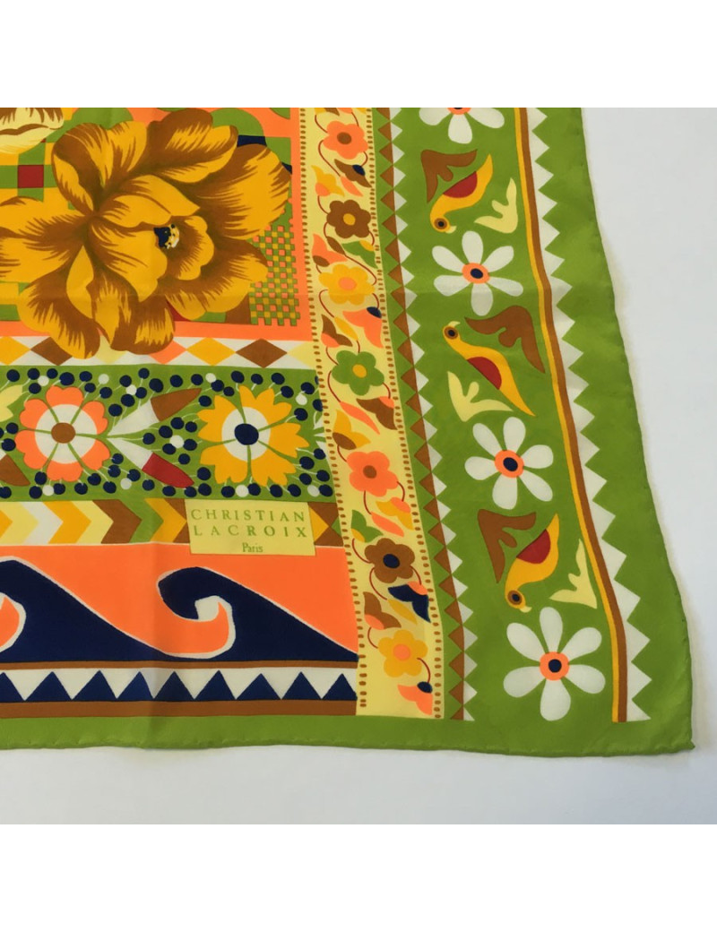Green CHRISTIAN LACROIX vintage silk scarf