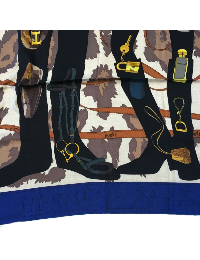 Shawl HERMES "Dear" in cashmere and silk