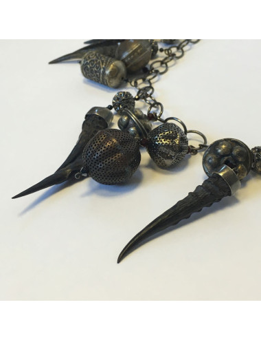 xxx Sautoir ELIE SAAB en métal argenté vieilli 2