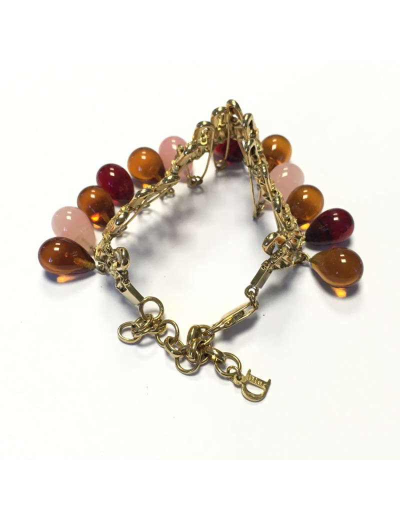 DIOR bracelet in gilded metal and beads in colored molten glass