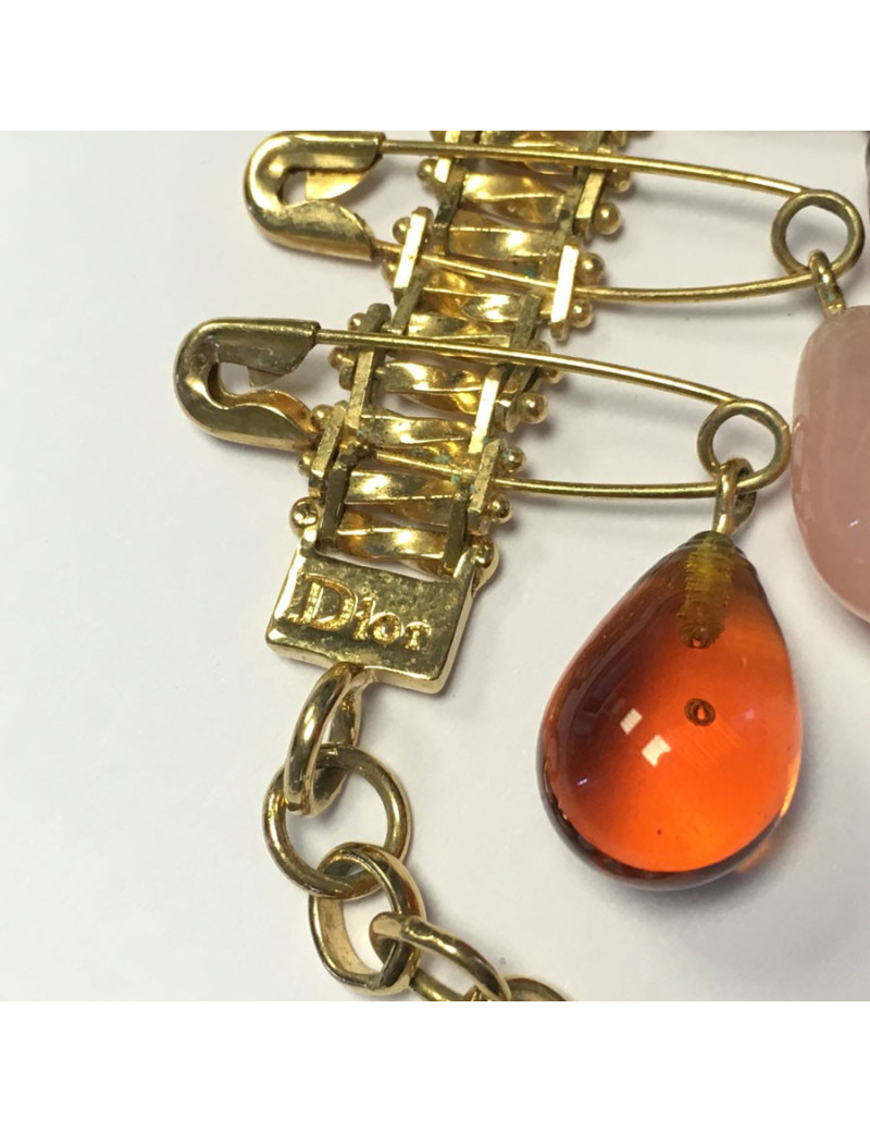 DIOR bracelet in gilded metal and beads in colored molten glass