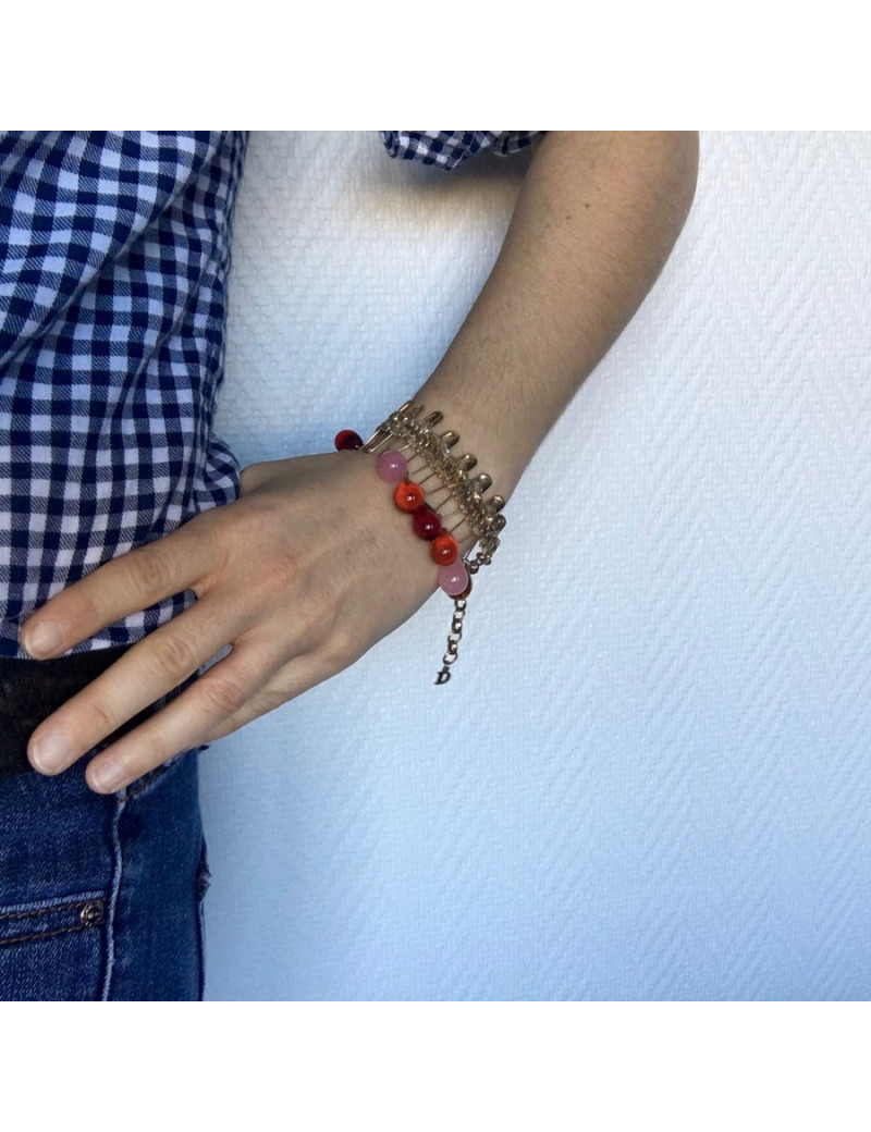 DIOR bracelet in gilded metal and beads in colored molten glass
