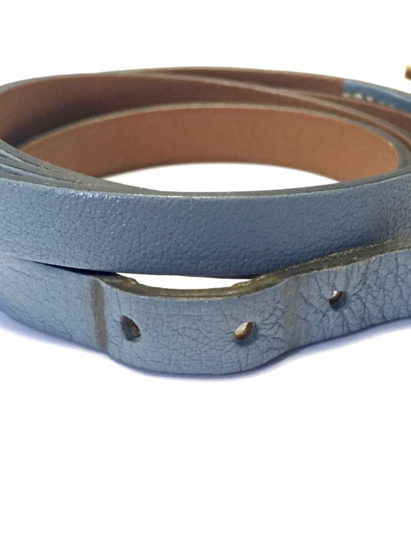 Bracelet HERMES "HAPI"  en cuir bleu