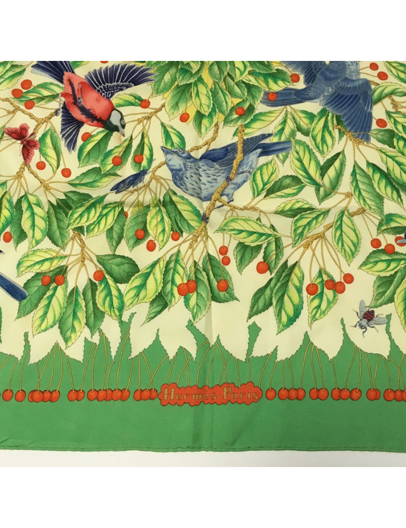 Foulard HERMES "Les Merises" en soie multicolore