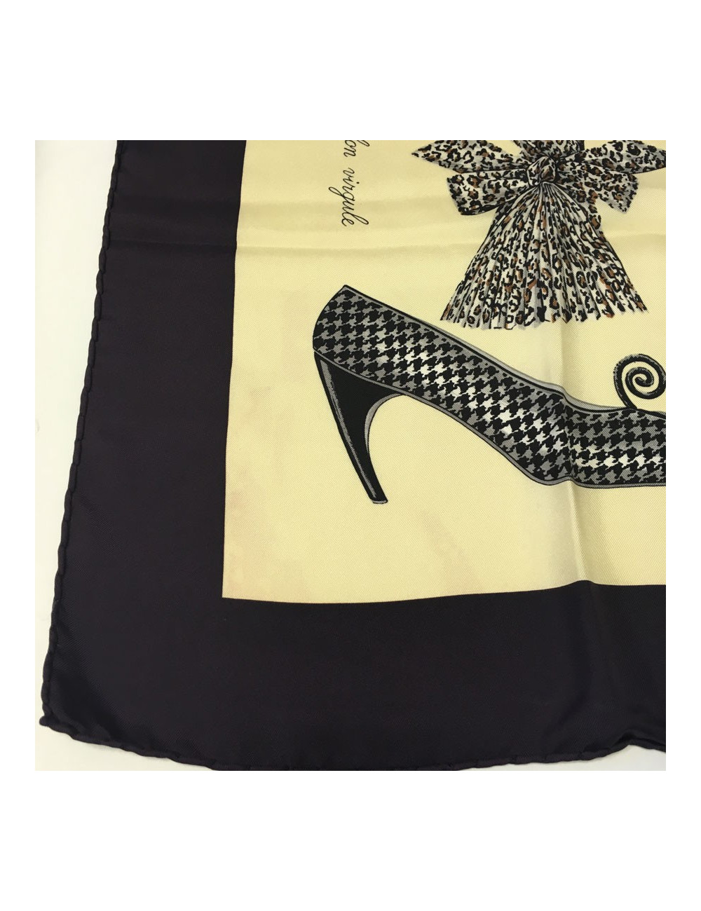 CHRISTIAN DIOR beige and purple silk scarf