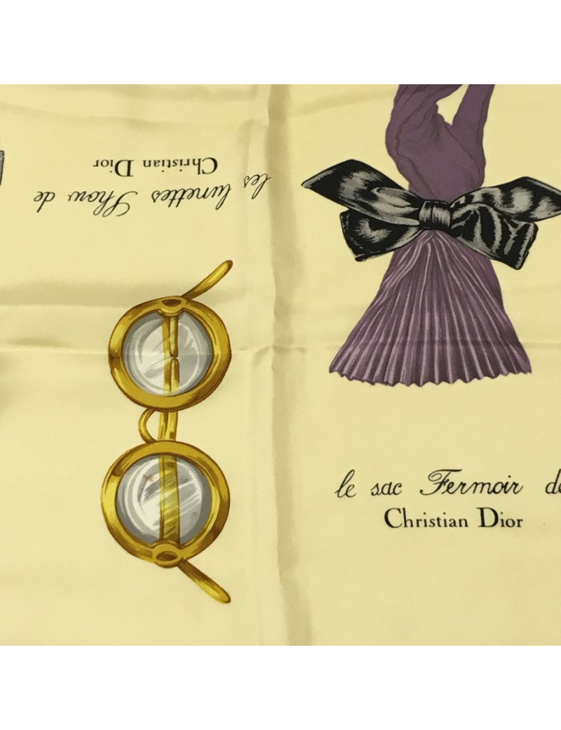 xxx Foulard CHRISTIAN DIOR en soie beige et violet