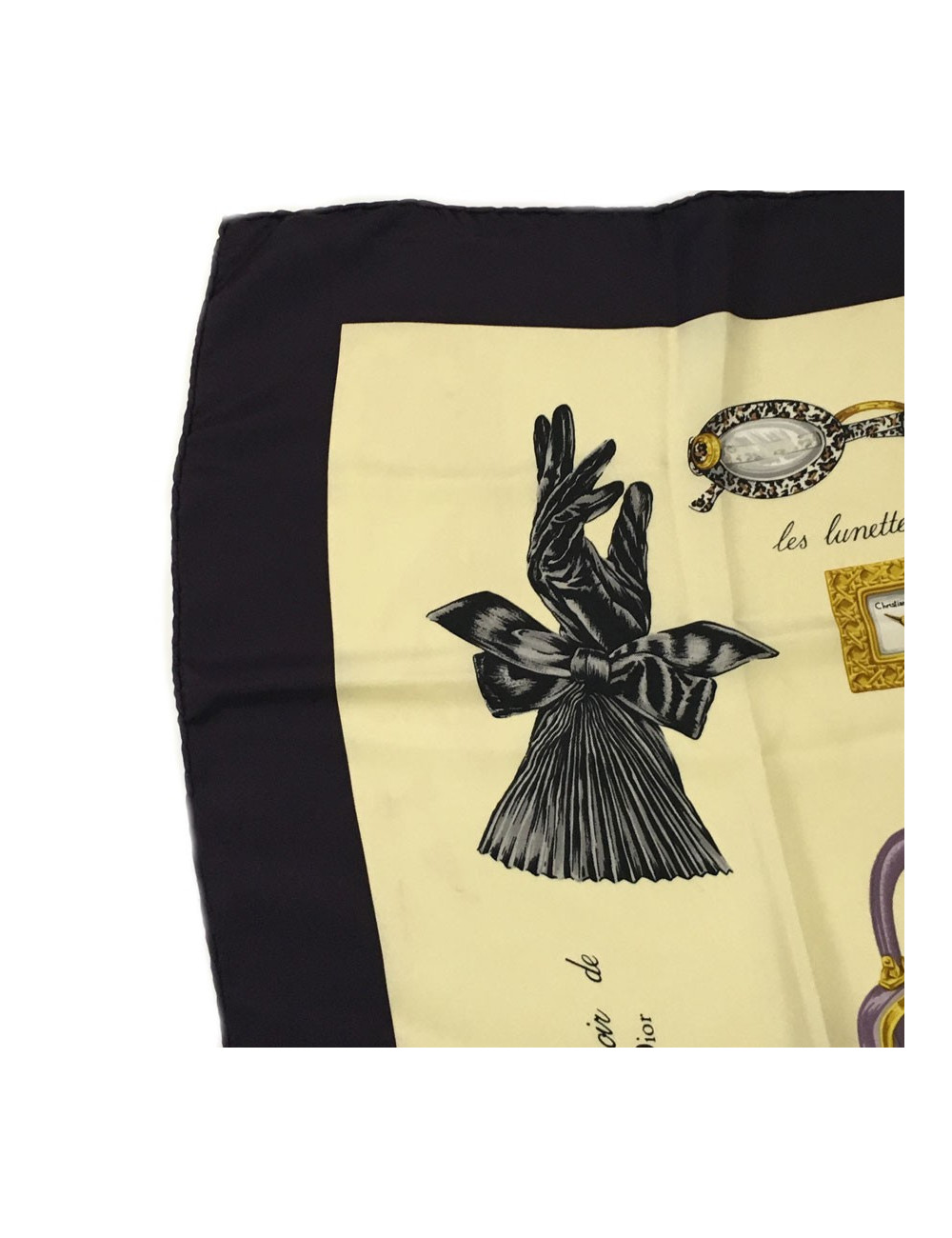 CHRISTIAN DIOR beige and purple silk scarf