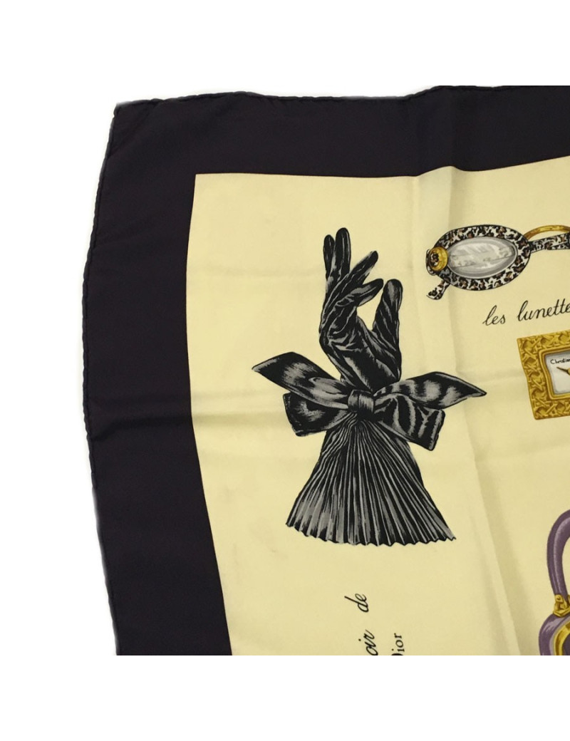 xxx Foulard CHRISTIAN DIOR en soie beige et violet
