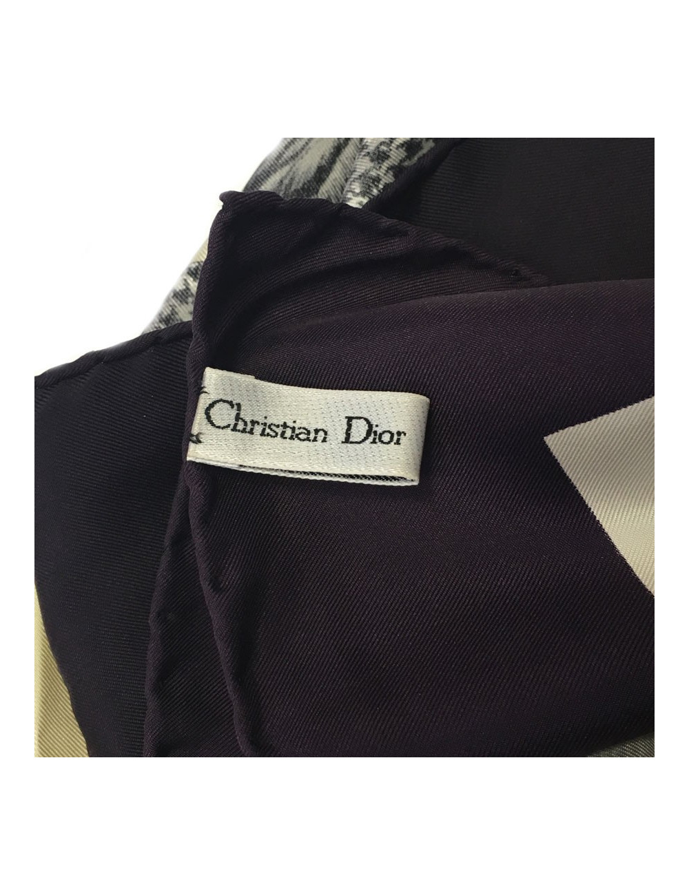 CHRISTIAN DIOR beige and purple silk scarf