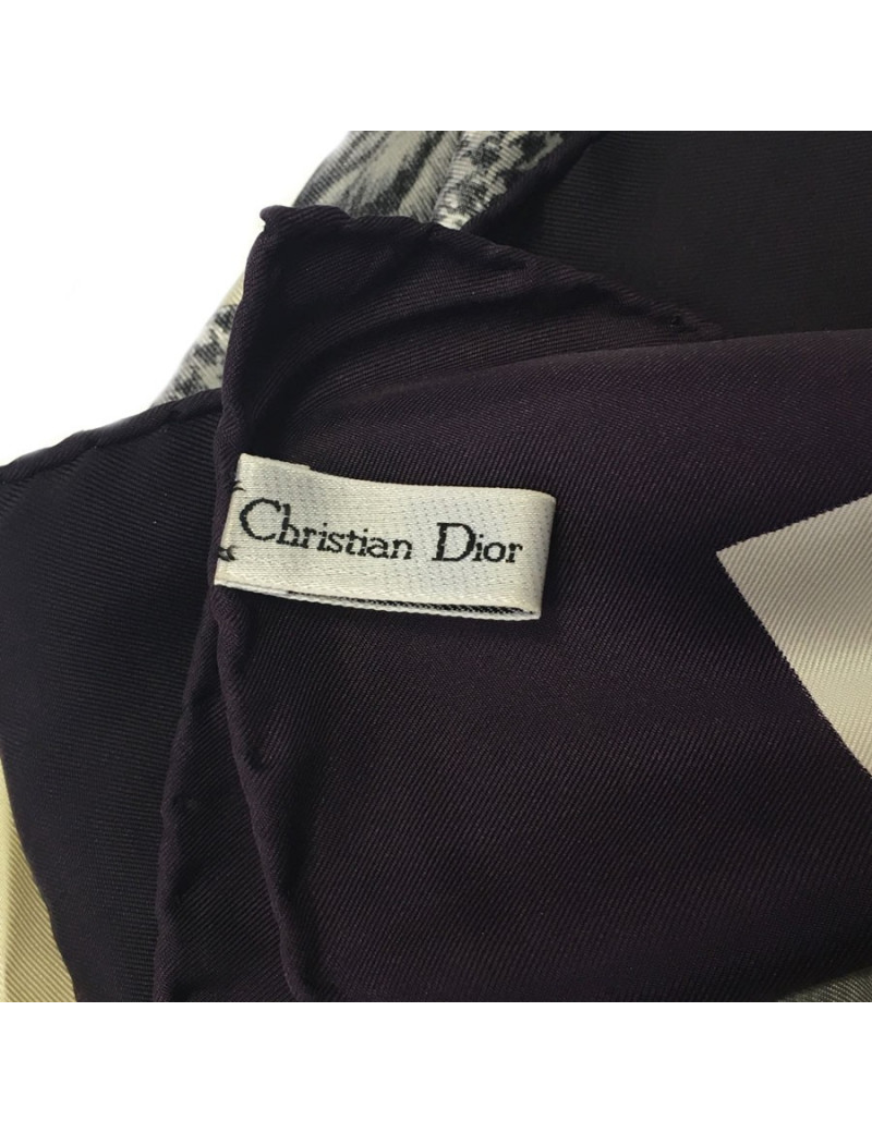xxx Foulard CHRISTIAN DIOR en soie beige et violet