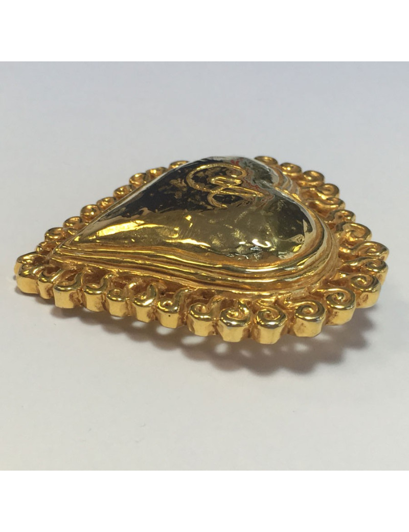 CHRISTIAN LACROIX heart brooch in gilded metal