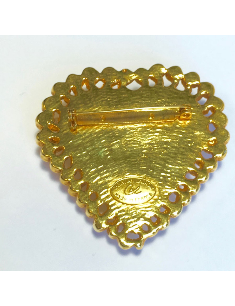 CHRISTIAN LACROIX heart brooch in gilded metal