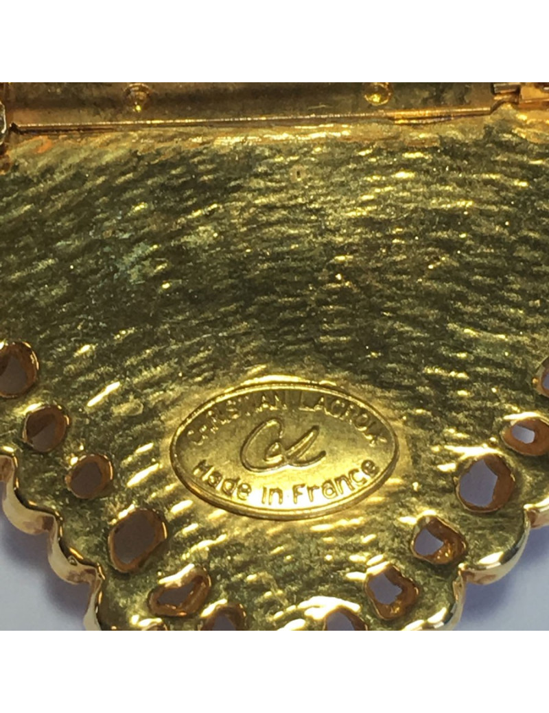 CHRISTIAN LACROIX heart brooch in gilded metal