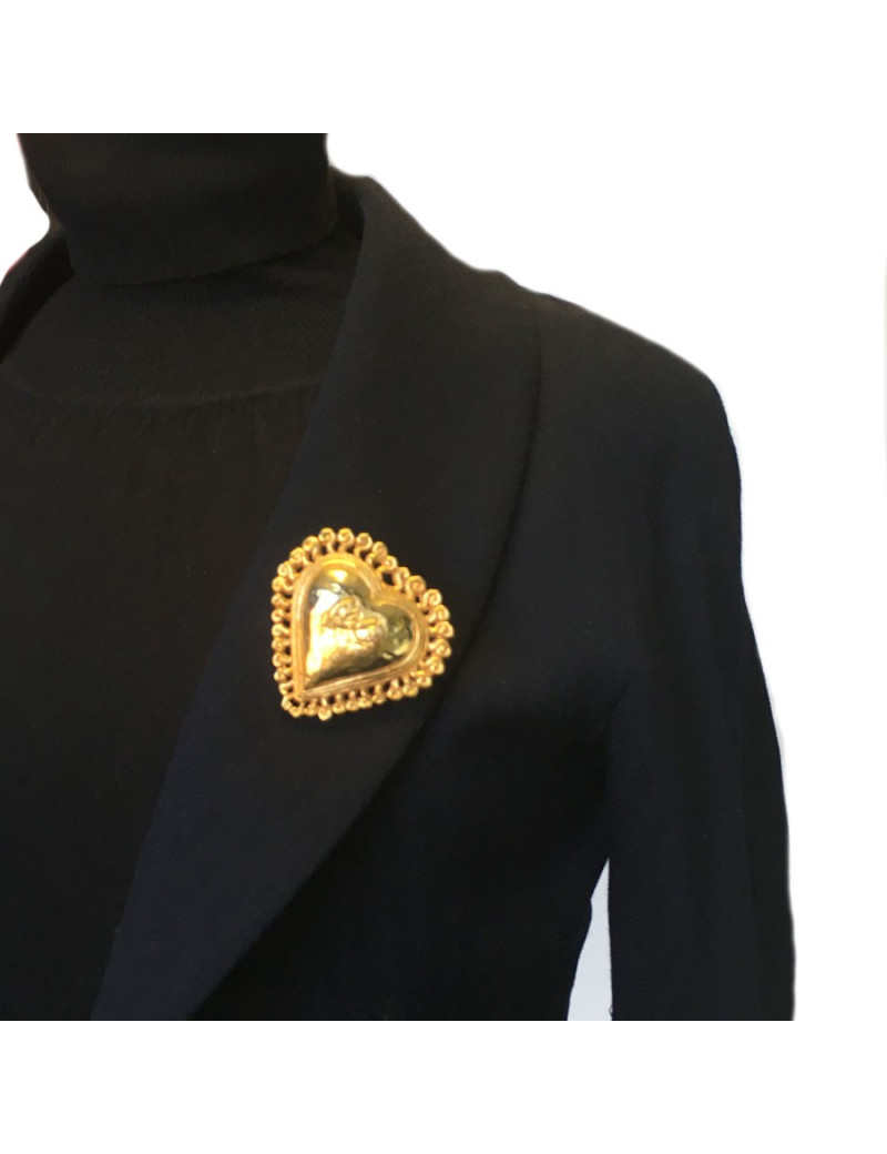 CHRISTIAN LACROIX heart brooch in gilded metal