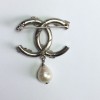 PIN CHANEL in silver, blue enamel, Pearl and rhinestones