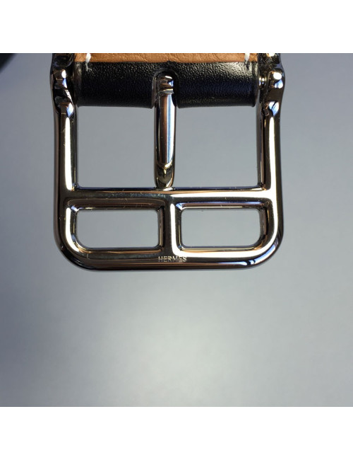 HERMES reversible belt in black box and gold taurillon clemence leather for men size 110