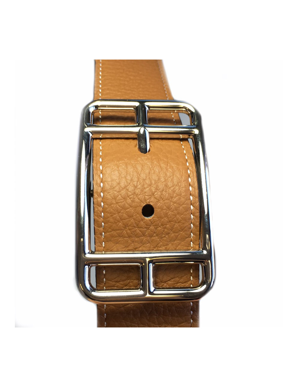 HERMES reversible belt in black box and gold taurillon clemence leather for men size 110