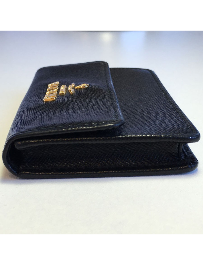 Porte-monnaie PRADA en cuir noir