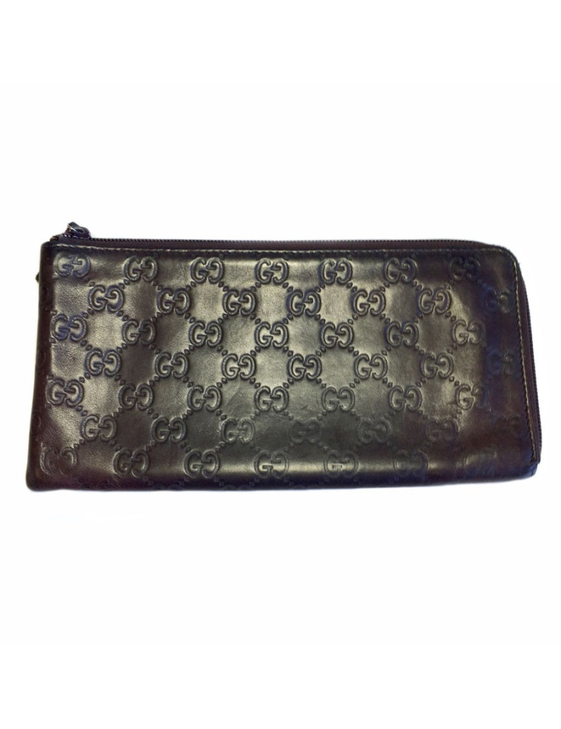 Pochette GUCCI monogram en cuir marron
